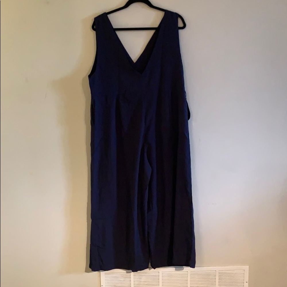 Navy wide leg romper